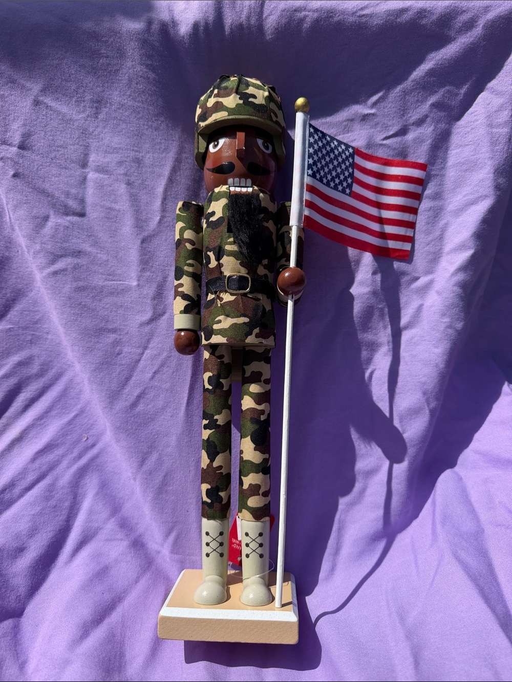 Ashland Camouflage Soldier Nutcracker with American Flag